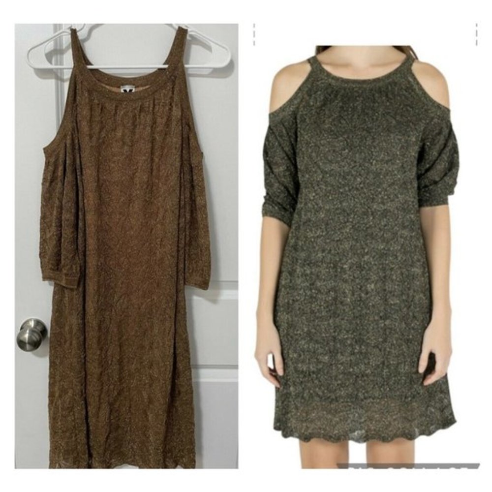 Missoni Metallic Gold Cold Shoulder Dress